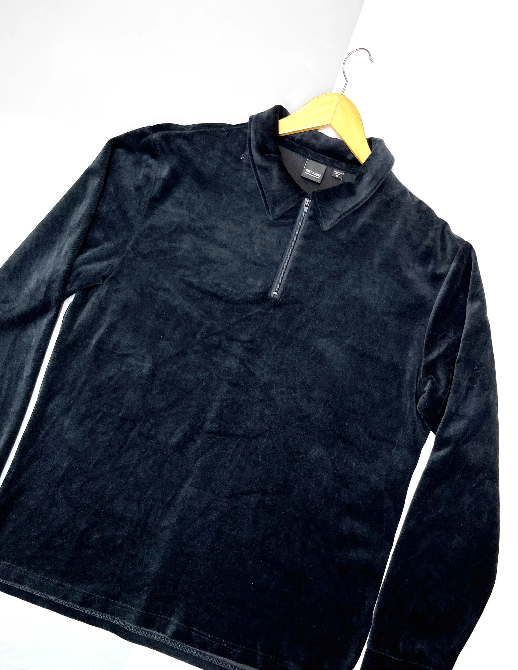 ÁO DÀI TAY NHUNG ĐEN ONLY&SONS