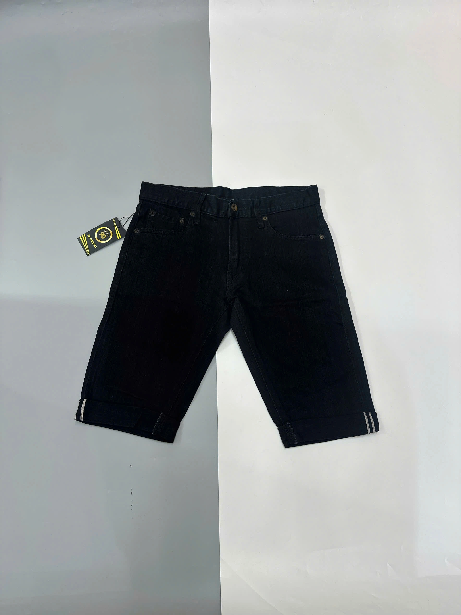 QUẦN SHORT JEANS NAM – MÀU ĐEN ĐẬM – DÁNG REGULAR - CHÍNH HÃNG