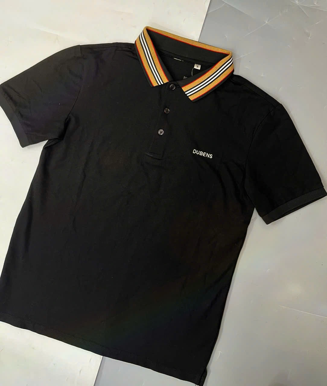 ÁO POLO CỔ KẺ VIỀN NÂU LOGO DUBENS