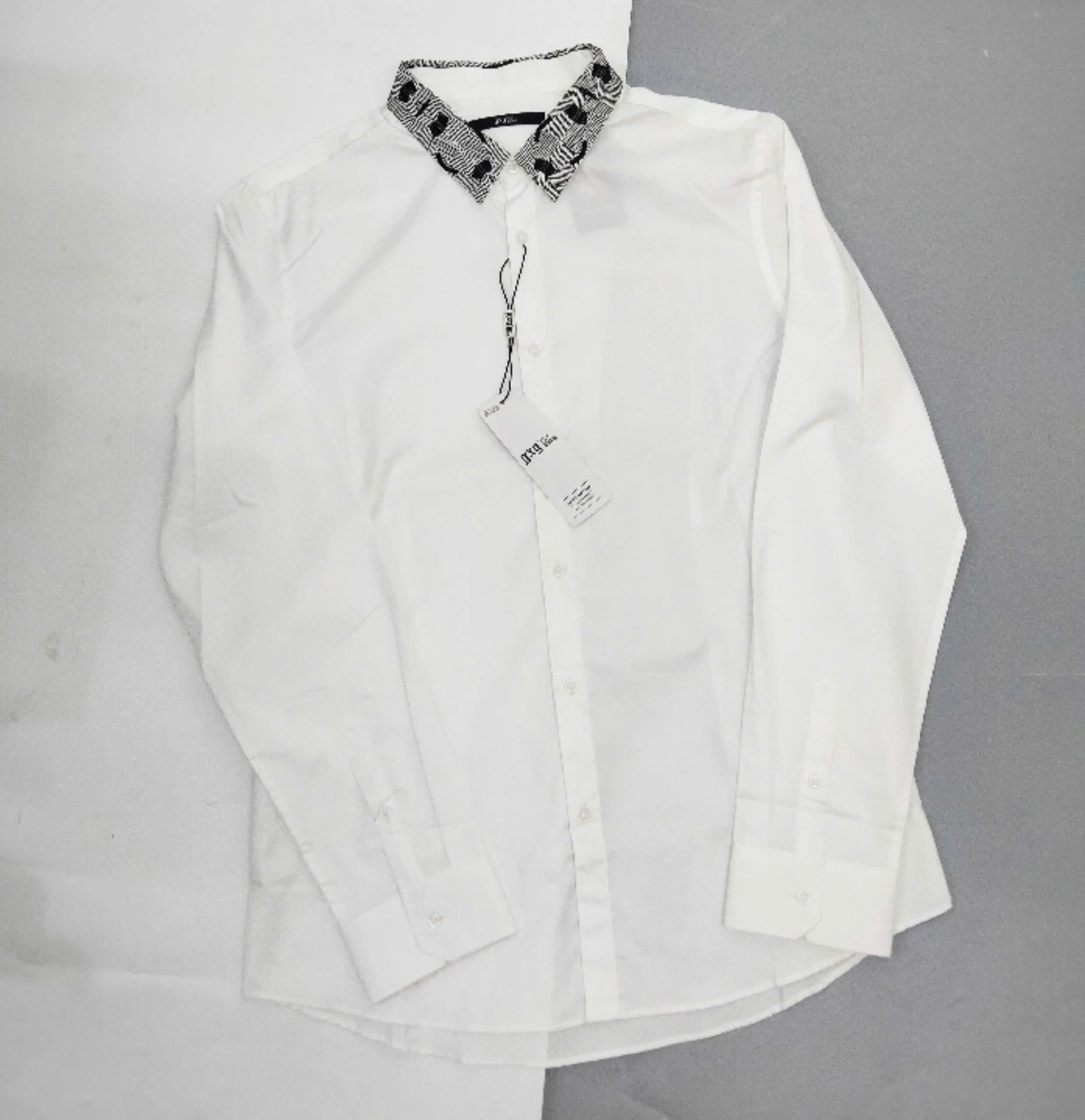 ÁO SƠ MI TRẮNG G.X.G JEANS  HOẠ TIẾT CỔ- CHÍNH HÃNG