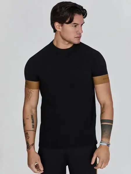 ÁO THỂ THAO SIKSILK ĐEN TAY PHỐI - CHÍNH HÃNG