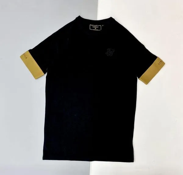 ÁO THỂ THAO SIKSILK ĐEN TAY PHỐI - CHÍNH HÃNG