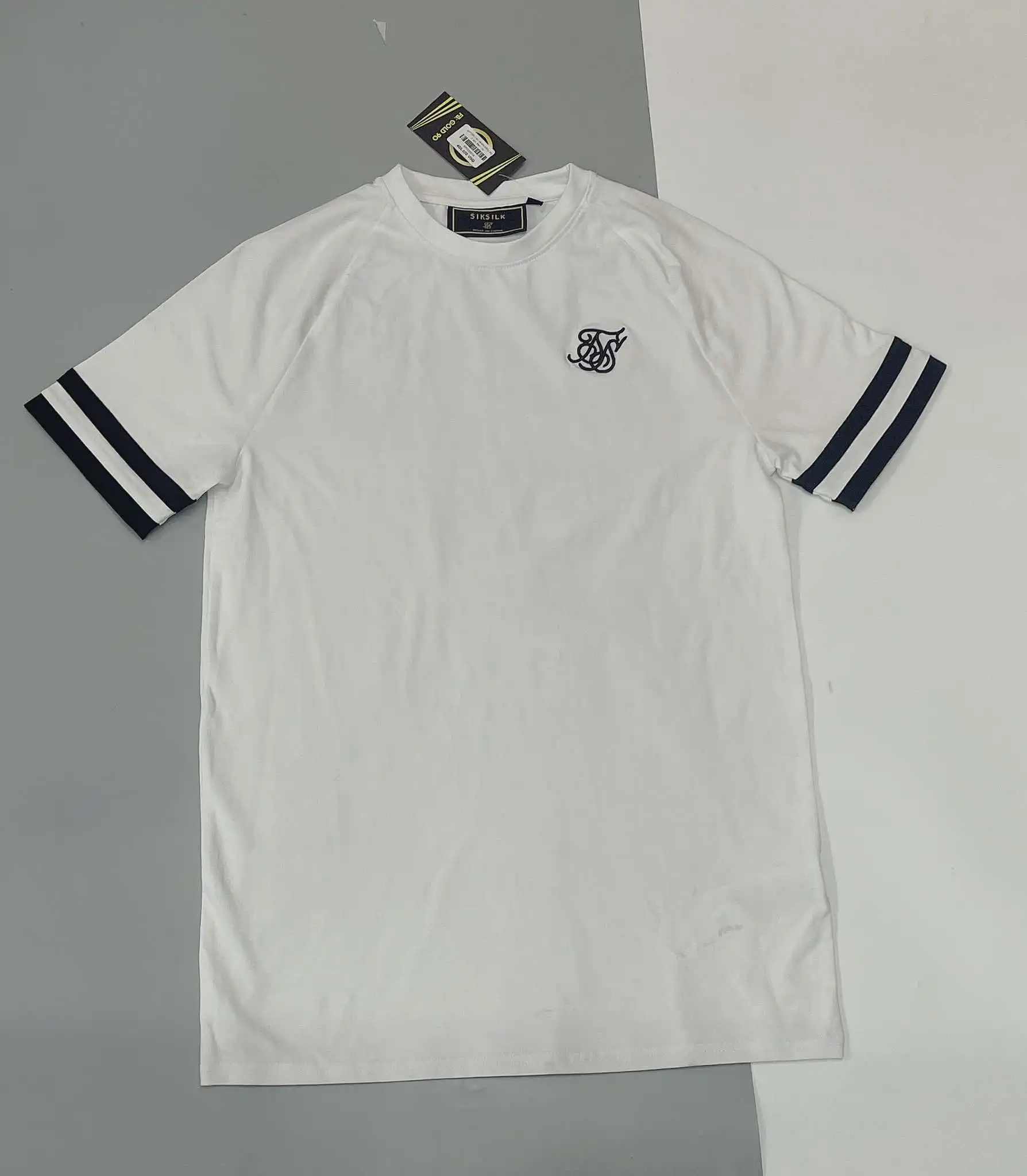 ÁO THUN SIKSILK TRẮNG PHỐI SỌC TAY ĐEN - CHÍNH HÃNG