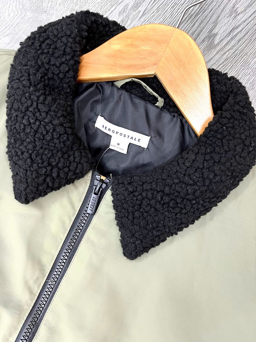 ÁO KHOÁC BOMBER XANH CỔ BÔNG AEROPOSTALE - CHÍNH HÃNG
