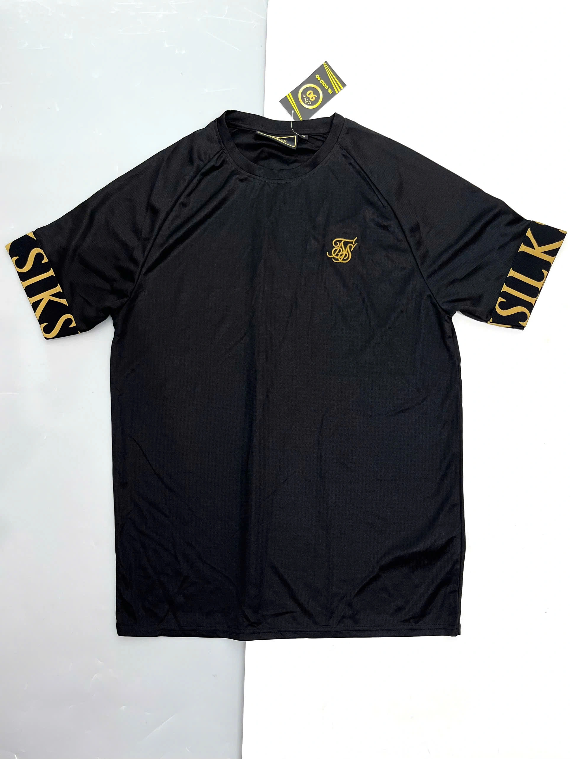 ÁO THUN HÈ VIỀN TAY CHỮ SIKSILK ĐEN - CHÍNH HÃNG