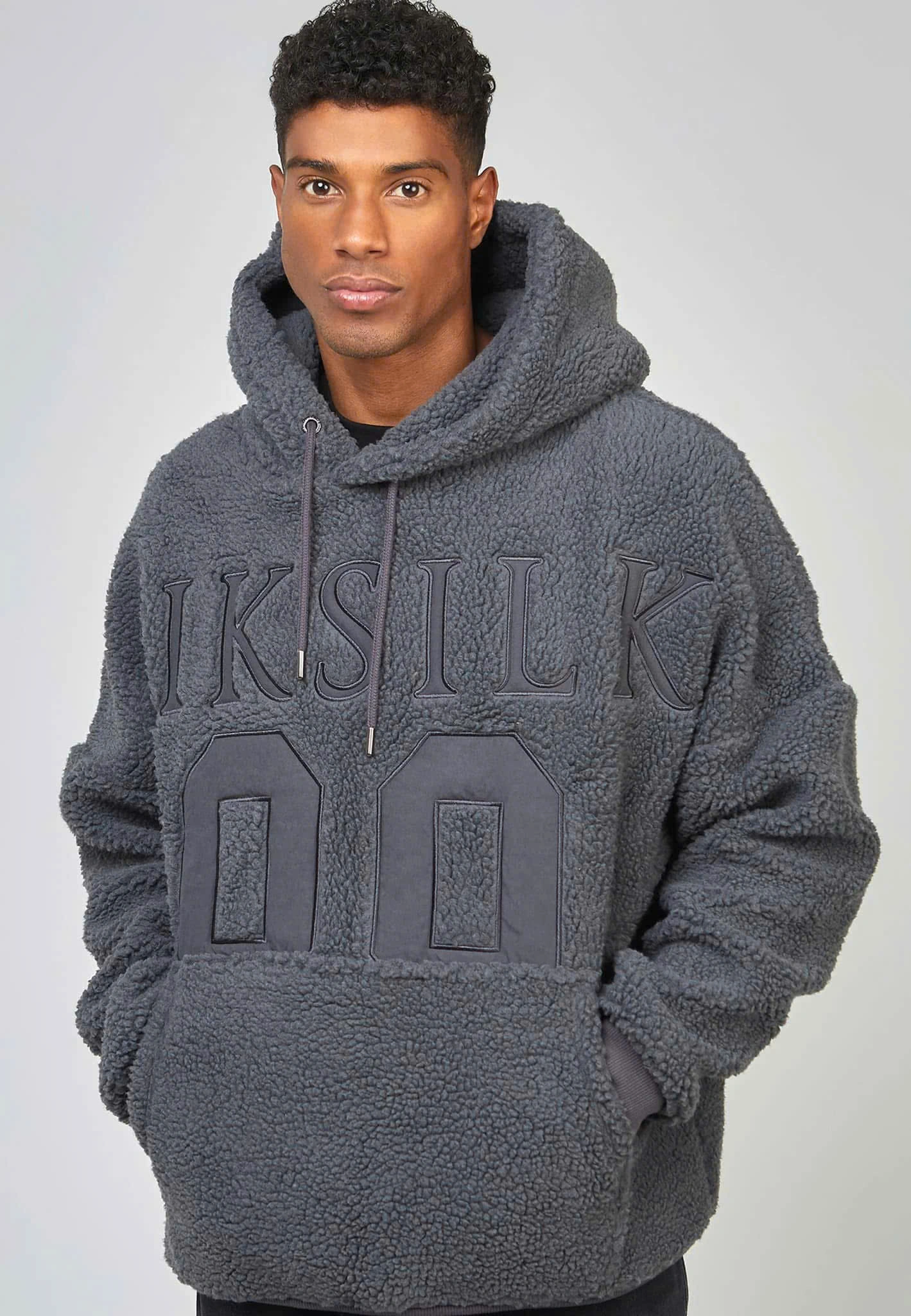 ÁO HOODIE SIKSILK LÔNG GHI ĐEN - CHÍNH HÃNG