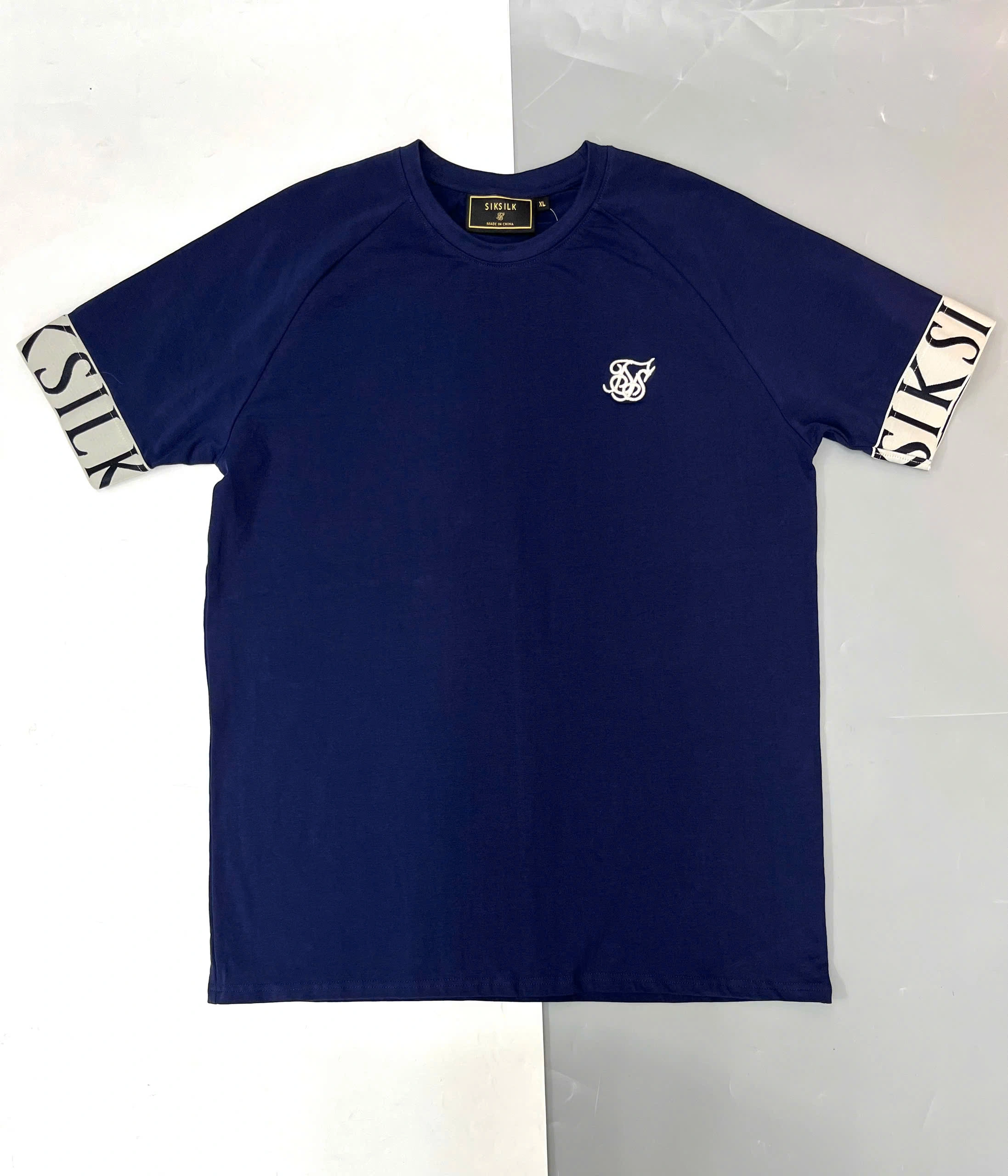 ÁO THUN THỂ THAO XANH SẪM VIỀN TAY TRẮNG SIKSILK - CHÍNH HÃNG