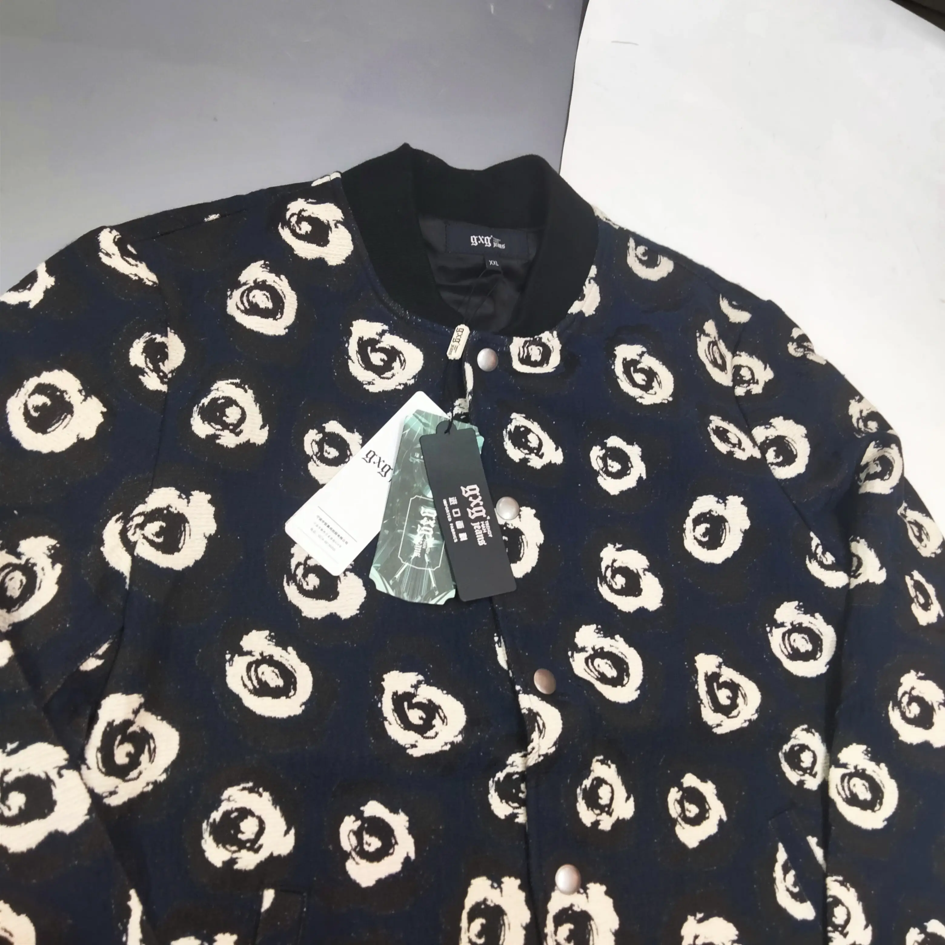 Bomber GXG hoạ tiết tròn xanh than CHÍNH HÃNG