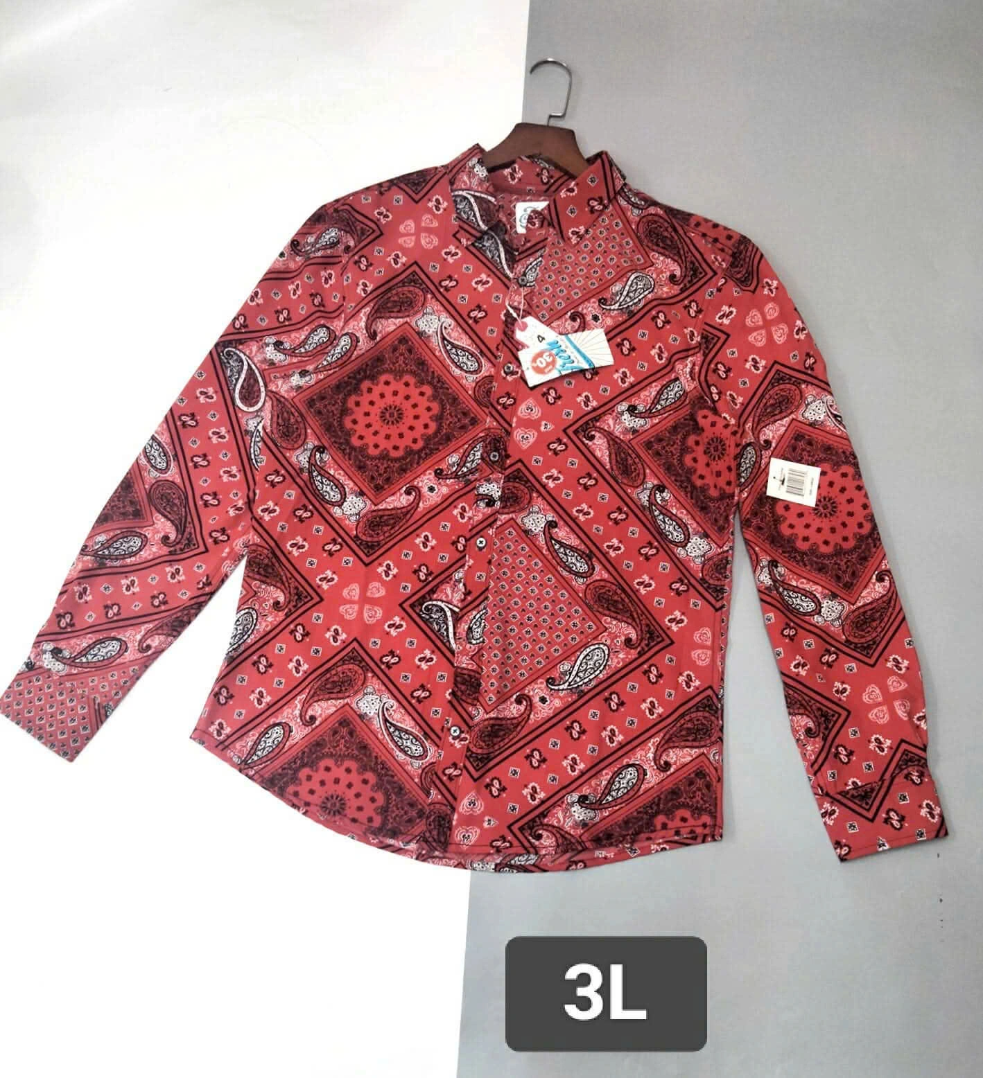 ÁO SƠ MI NAM HỌA TIẾT THỔ CẨM ĐỎ - CHÍNH HÃNG