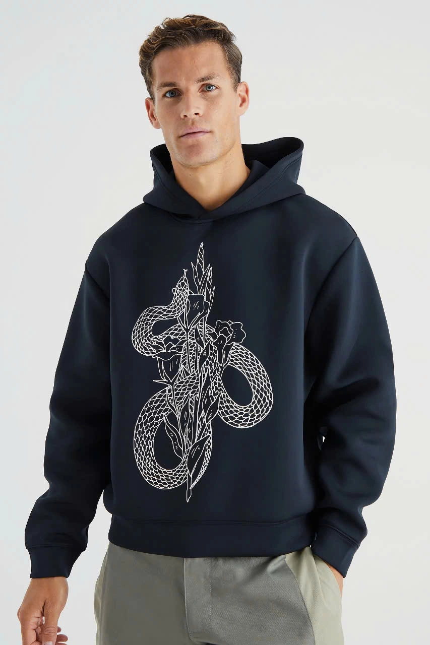 ÁO HOODIE BOOHOOMAN ĐEN HOẠ TIẾT