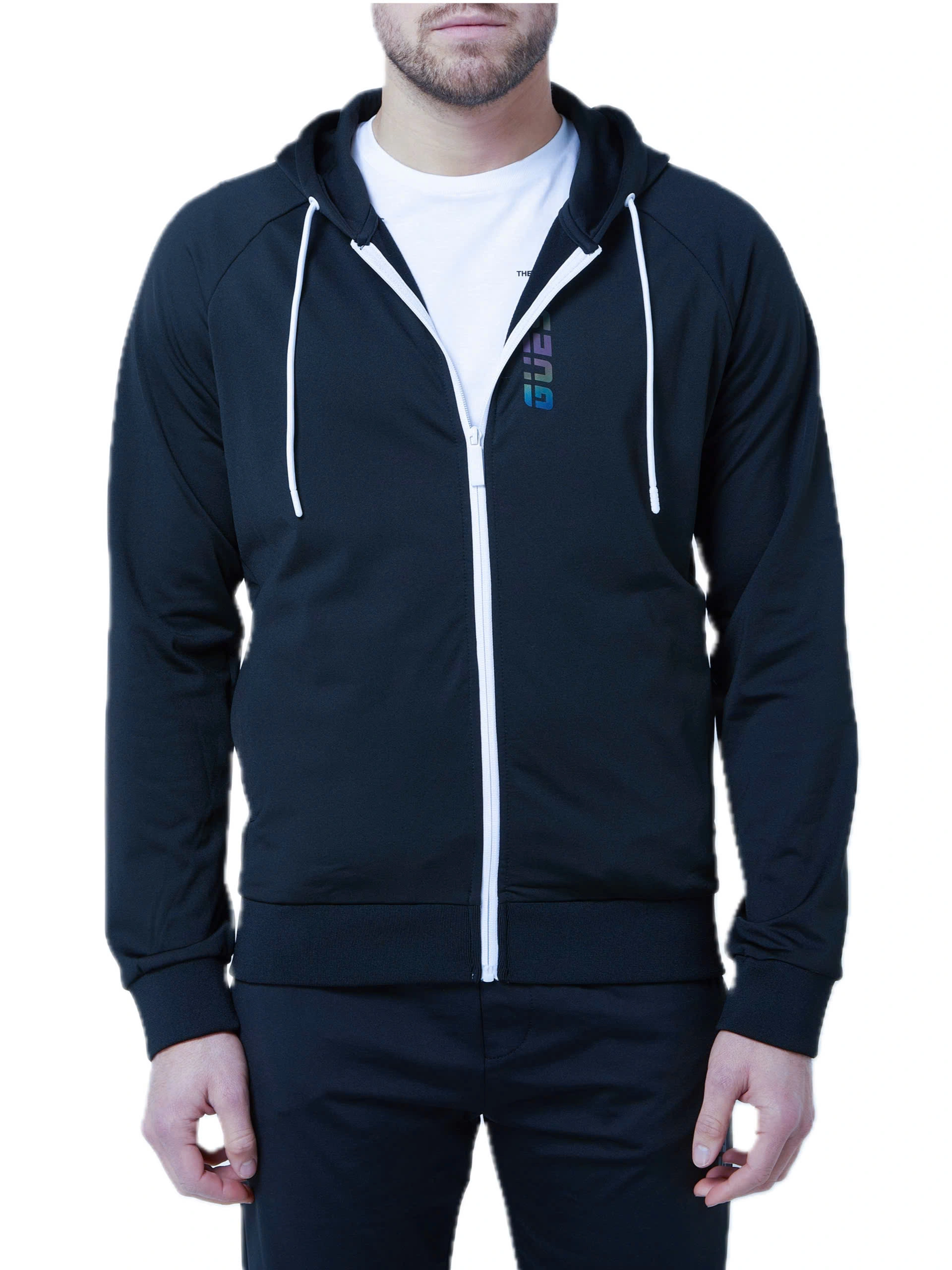 ÁO HOODIE ZIP GUESS XANH THAN - CHÍNH HÃNG