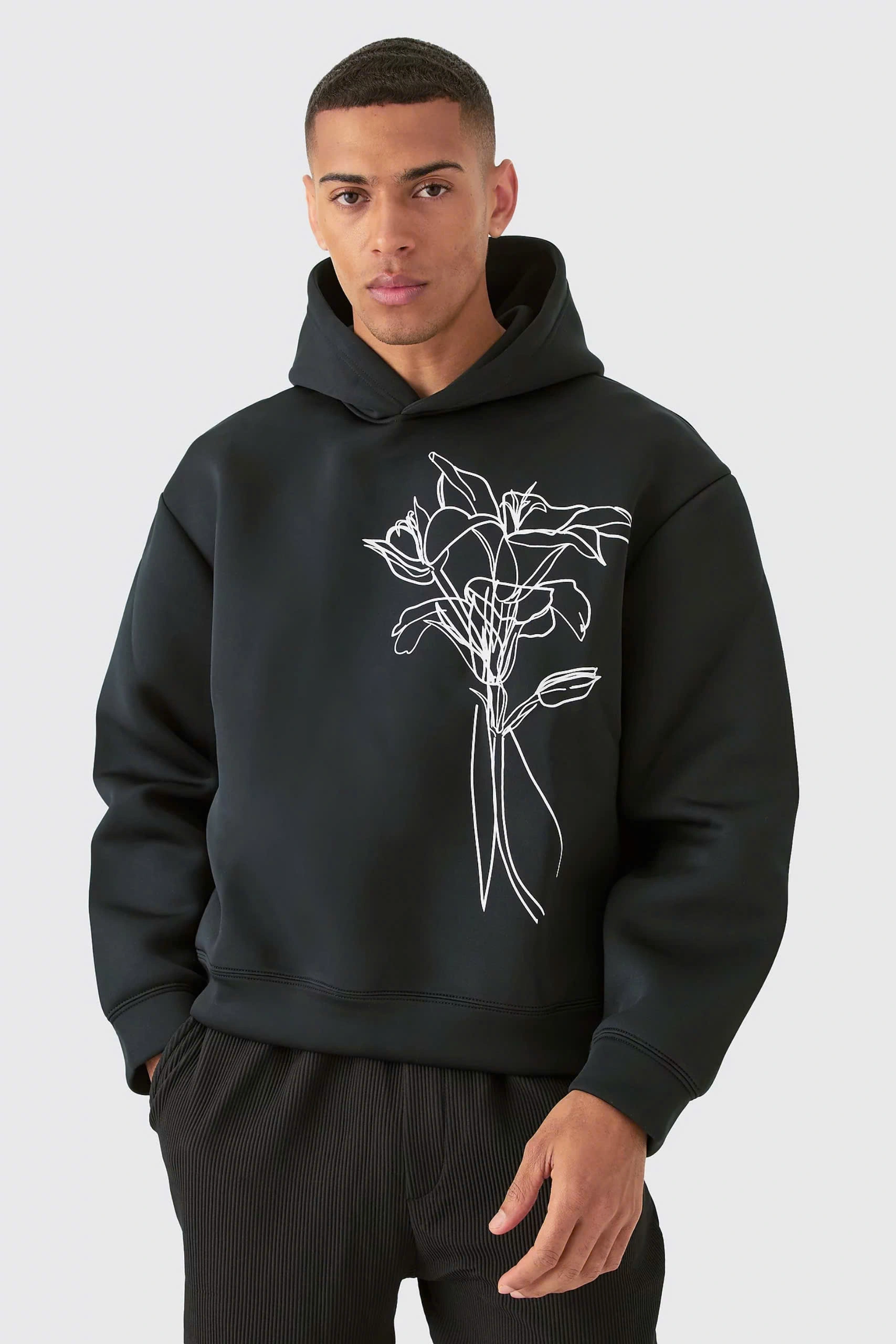 ÁO HOODIE BOOHOOMAN ĐEN HOẠ TIẾT