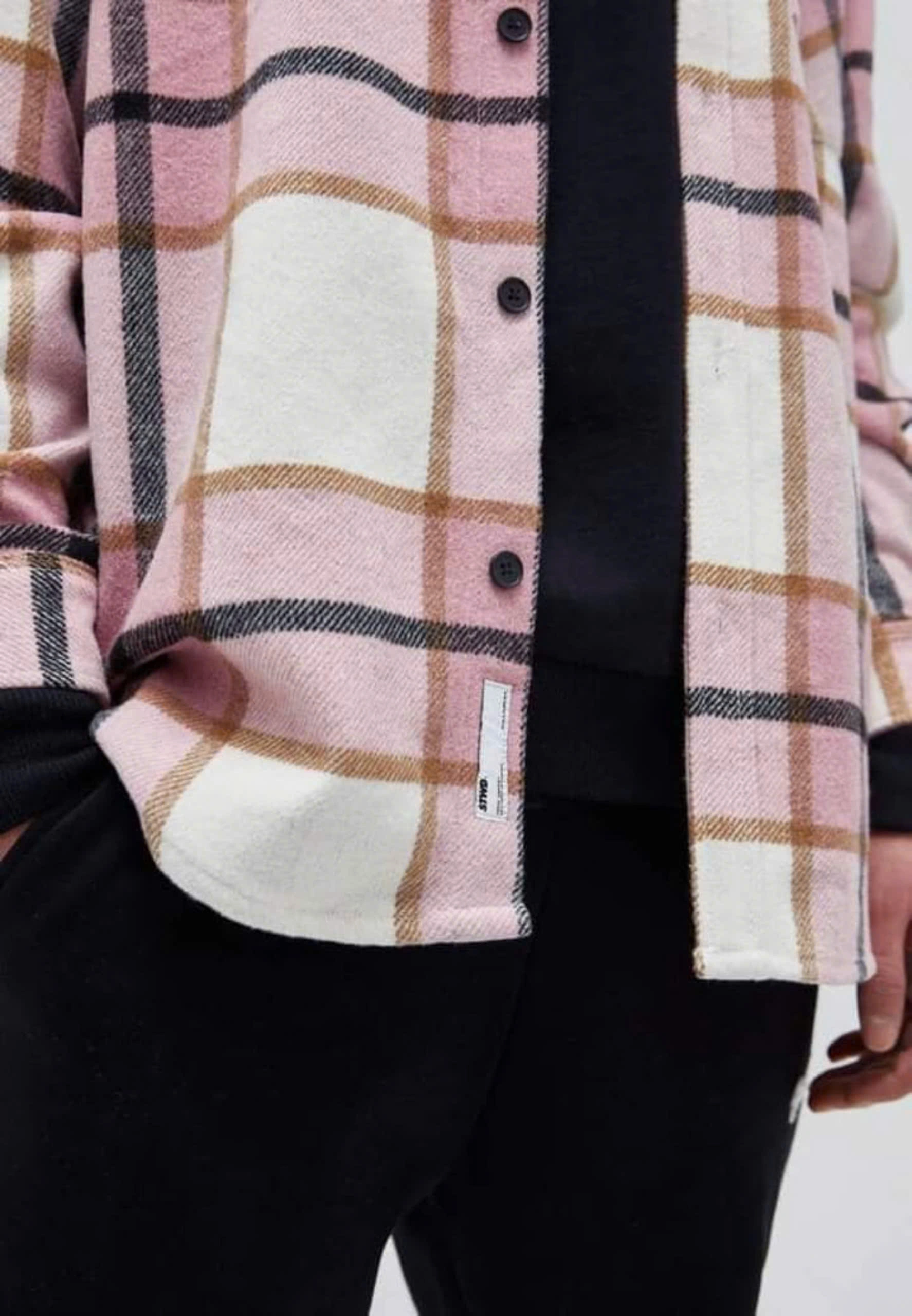 ÁO SOMI KHOÁC PULL&BEAR KẺ CARO HỒNG TRẮNG