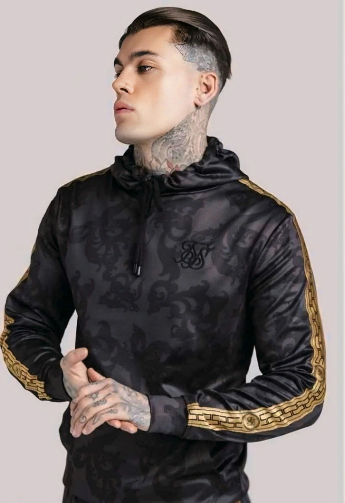 ÁO HOODIE SỌC VÀNG HOẠ TIẾT HÌNH CHIM SIKSILK - CHÍNH HÃNG