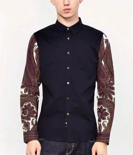 ÁO SOMI ĐEN TAY PHỐI HOA VĂN GXG - CHÍNH HÃNG