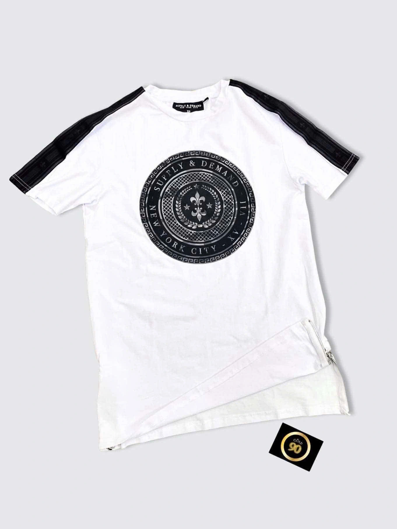 ÁO THUN DEMAND HOẠ TIẾT SEAL – TRẮNG SỌC VAI ĐEN - CHÍNH HÃNG