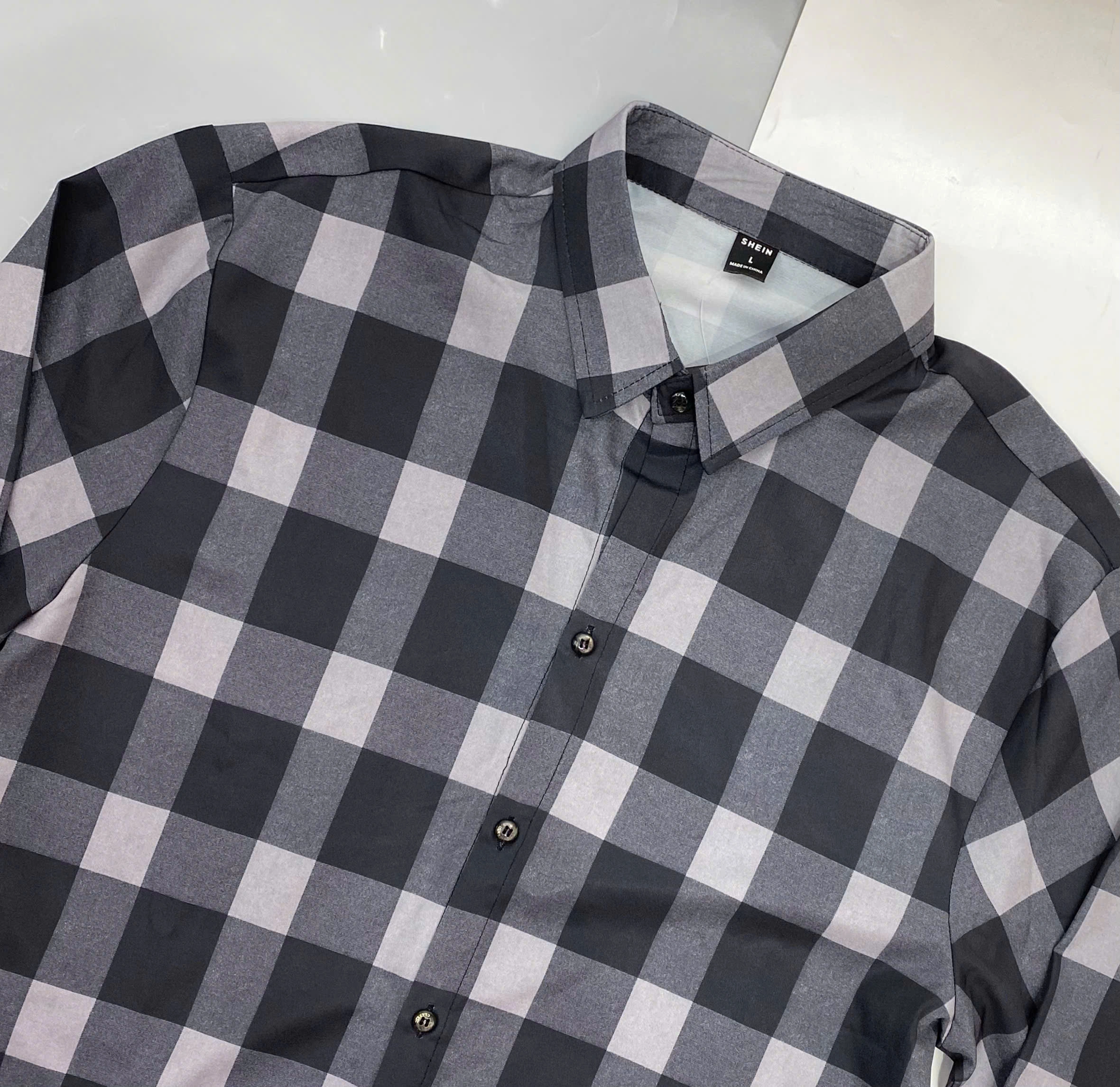 ÁO SOMI KẺ CARO ĐEN TRẮNG XÁM