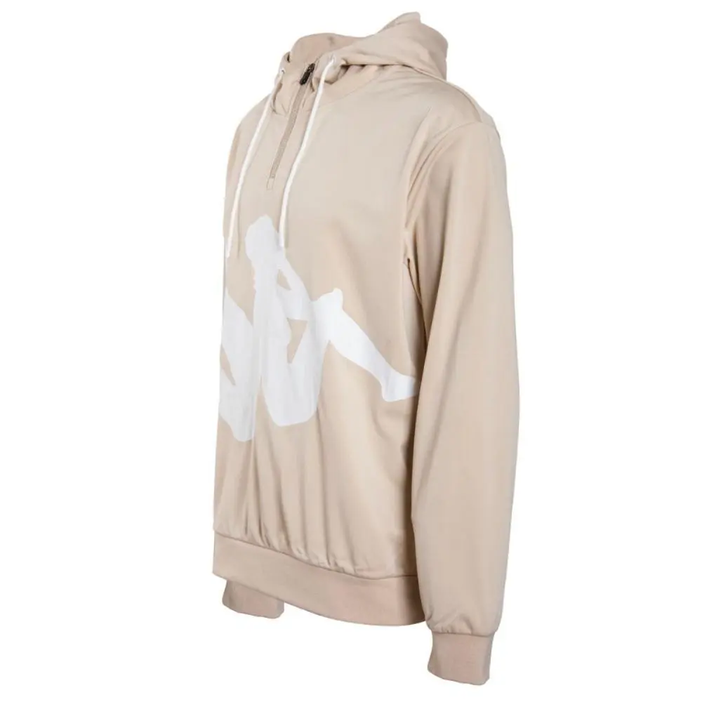 ÁO HOODIE KAPPA KHOÁ KÉO MỘT PHẦN MÀU BE - CHÍNH HÃNG